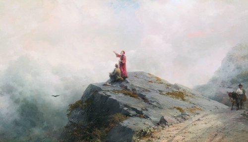 Dante shows the artist in the unusual clouds, 1883, Ivan Aivazovski