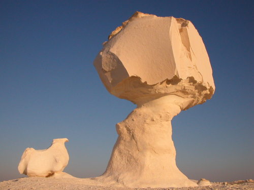 Wind erosion This photo, taken in the White Desert of Egypt, shows a structure called a “mushroom ro