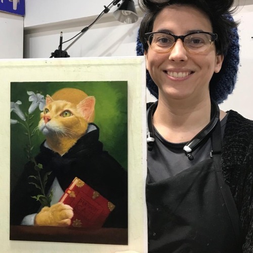 Super cute! @curlystrickland and her portrait of her cat Loki, “Serious Cat Business” Yo