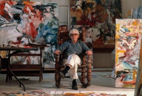 New York. Long Island. 1977. Painter Willem De Kooning in his East Hampton studio., 1977