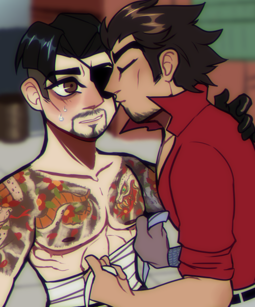 just kiryu taking care of majima&rsquo;s wounds