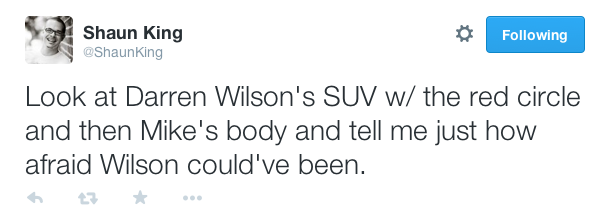 justice4mikebrown:  The distance between Darren Wilson’s SUV and Mike Brown’s