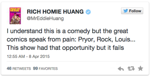 feministwomenofcolor:dictura:salon:Eddie Huang feels the ABC sitcom has bastardized his memoirHis ma