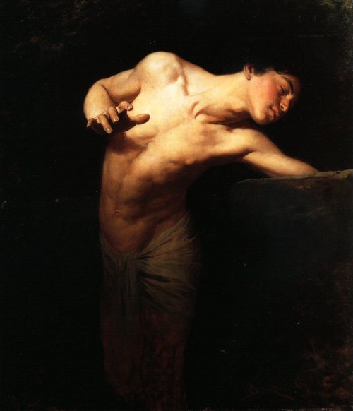 dappledwithshadow:Narcissus, Gyula Benczúr1881