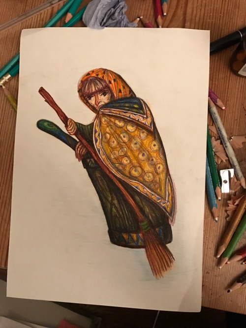 livresquare: A drawing of Baba Yaga in colour pencil Bringing this back because I recently started w