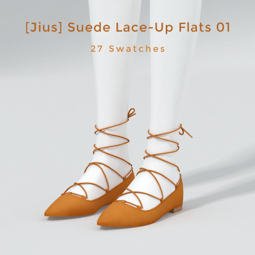 jius-sims: jius-sims:Flats Collection 01[Jius] Suede Lace-Up Flats 0127 swatches9k+ Polygons—&