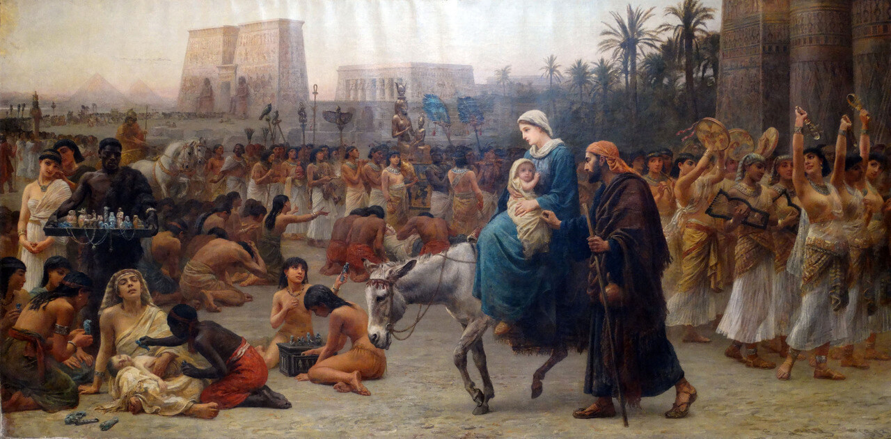 grandegyptianmuseum:  The Flight into Egypt, 1883Joseph, Mary and Jesus enter Egypt