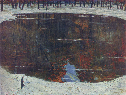 lawrenceleemagnuson:Ilya Glazunov (Russia 1930-2017)Lake of Tears (1988)oil on canvas 75 x 100 cm