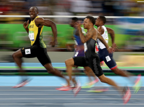npr:  On Sunday, Jamaican sprinter Usain Bolt won the men’s 100 meters in Rio, retaining his status 