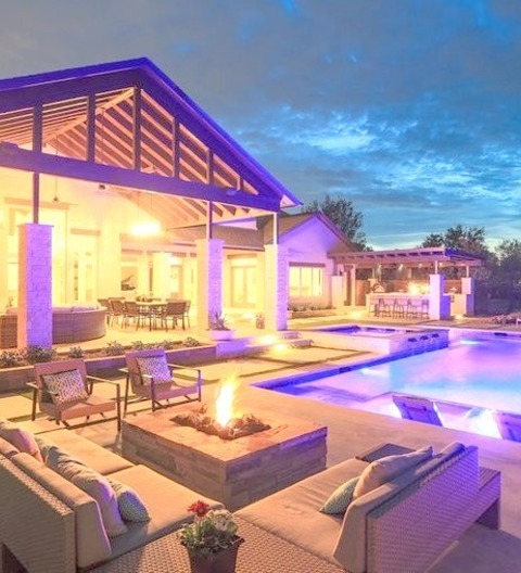 Pool Fountain In DallasExample Of A Sizable Transitional Backyard Fountain Made Of Concrete And Shaped