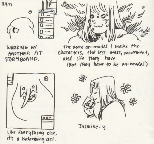 laurark:  For some reason I felt compelled to do hourly comics yesterday even though it wasn’t hourly comic day. I just wanted to. It was a boring-in-the-good-way kind of day. 5PM is omitted because it came out bad.   behind the scenes with writer/storybo