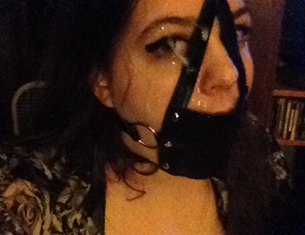 dumbbigtittedslut:  Face harness, before &amp; after. Thanks for the gift, anon.