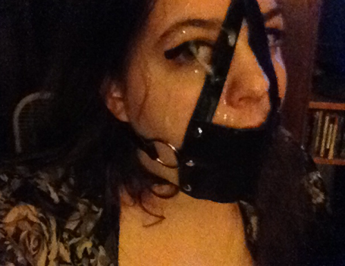 brutalmaster:  dumbbigtittedslut:  Face harness, before & after. Thanks for the gift, anon. Hubby rather enjoyed hearing me moan through it while he was fucking my ass yesterday.  And then I see he decorated your face properly.