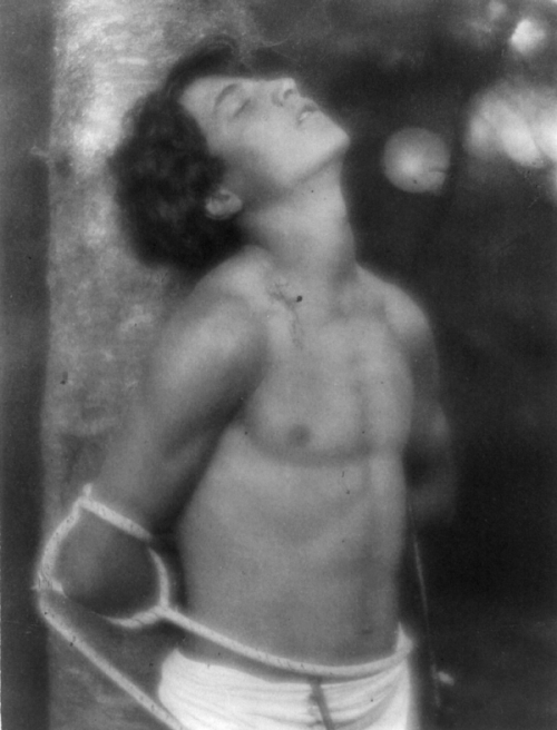 singinglikeapuncture:F. Holland Day, Saint Sebastian, 1906, platinum printSaint Sebastian has ta