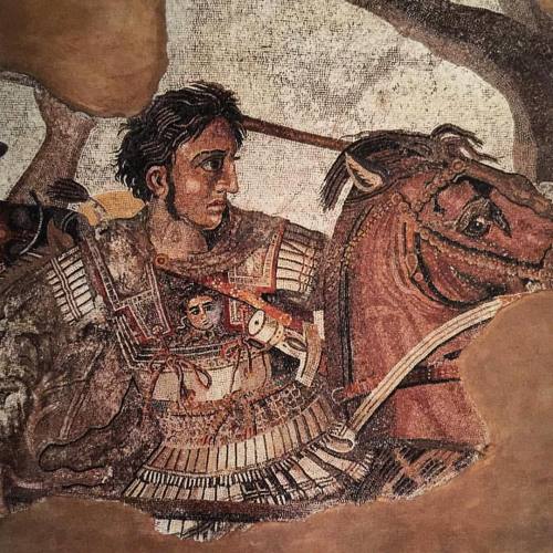 theworldofalexanderthegreat: Detail of a famous Alexander mosaic from the House of the Faun at Pompe