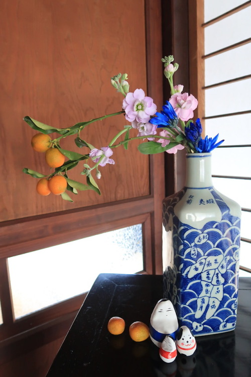 This Week’s Ikebana  - Sparkling BlueAt the local michi-no-eki someone had gone to a lot of trouble 