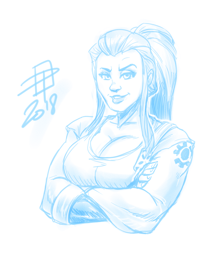 callmepo: Tiny digital sketch of Brigitte from Overwatch.  She is such a cutie. 