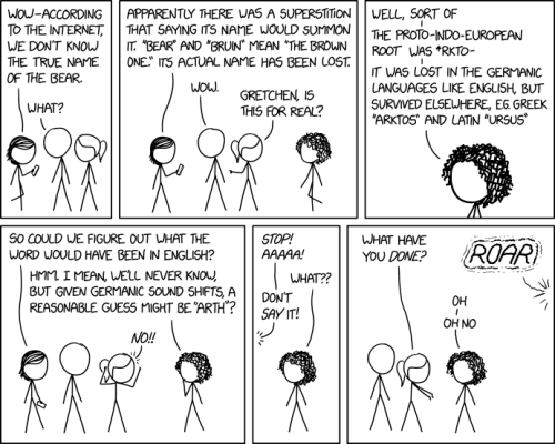 theoutcastrogue: xkcd #2381: The True Name of the Bearalt text: “Thank you to Gretchen McCullo