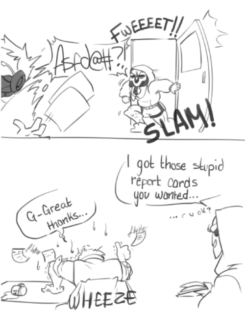 junelets: High school AU cause I think I’m actually hilarious. Reaper the PE teach being salty