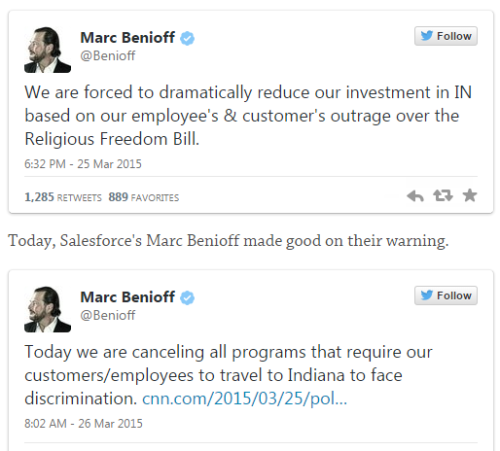 $4 Billion Corp. To Indiana: We Warned You About RFRA, Now We&rsquo;re &lsquo;Forced To Dramatically