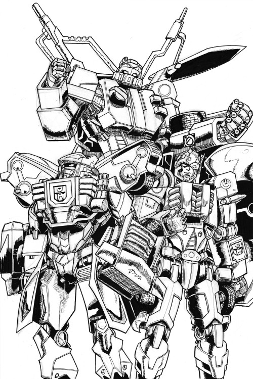 Been a while since I posted anything, so here’s the inks for my last two pieces. The Autobot Brother