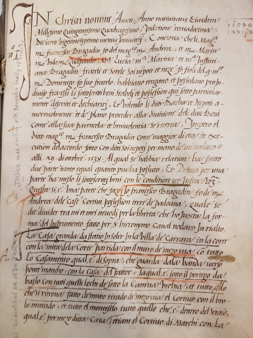 Ms. Codex 246 -  [Records of agreements between members of the Bragadin family, regarding property a