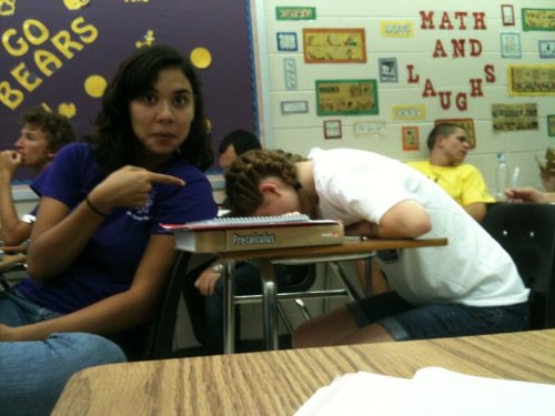 logic-and-love:My junior year I would sleep in precalc everyday and then one day I came home and these pictures were on facebook.