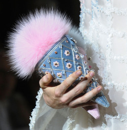 stopdropandvogue:  These ice cream cone pompom scoop clutches are everything. Ulyana Sergeenko Fall/Winter 2015 Haute Couture 