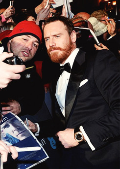 gifthescreen:Michael Fassbender arriving at The EE British Academy Film Awards