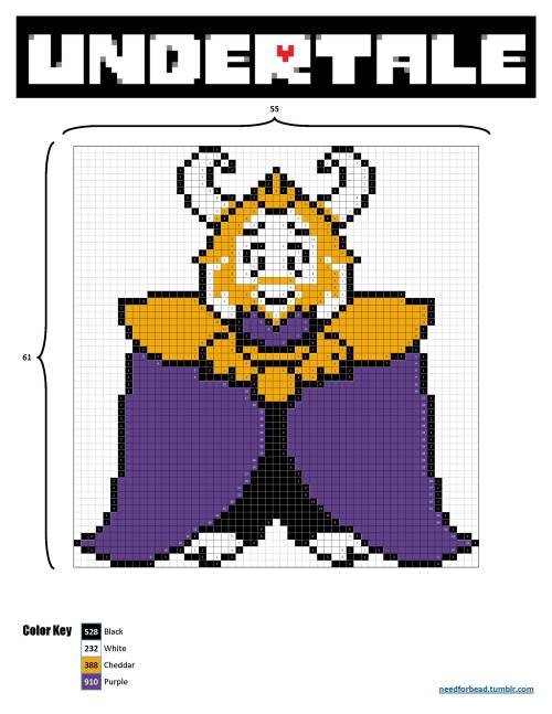 Undertale:  AsgoreUndertale is owned by Toby Fox.Find more Undertale perler bead patterns and links 