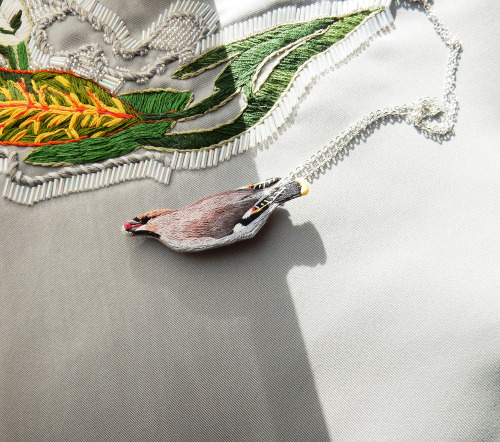 ..winter theme continues - the Waxwing birda little experiment with transformer: — brooch/pendant — 