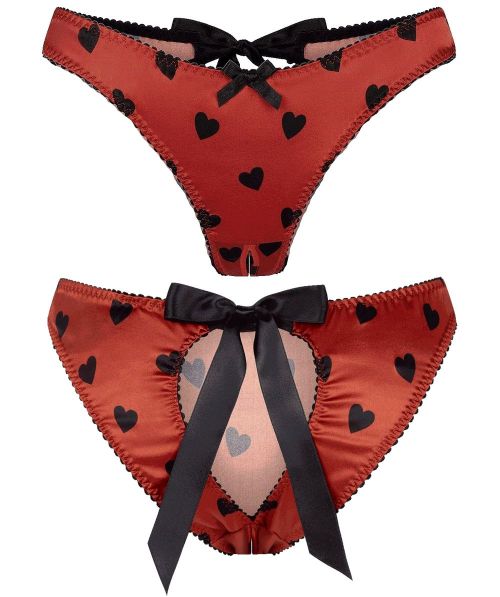 Agent Provocateur | Hart • silk all over heart print ouvert knickers | Valentine’s 2022