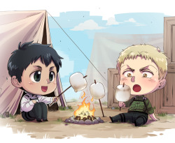 nenekantoku:  let’s pretend they live in a happy world where they eat marshmallows together 