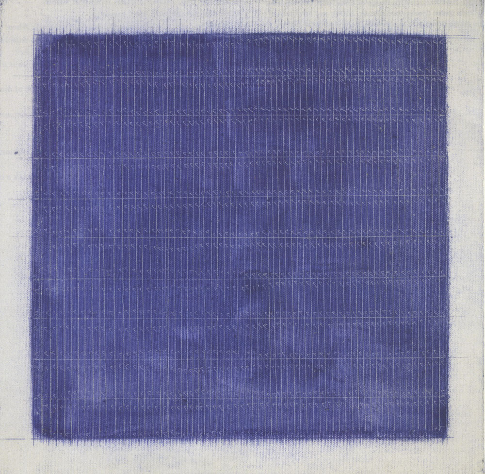 mentaltimetraveller: Agnes Martin, Untitled, 1960, Oil on linen, 12 × 12&quot;