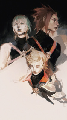 2ghosts: a painting of my fav kh trio eheh