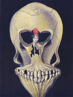 artagainstsociety:  Ballerina in a Death’s Head by Salvador Dali 