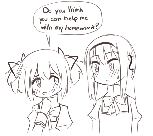 homura-chu:  dumb middle school jokes.   “homework”