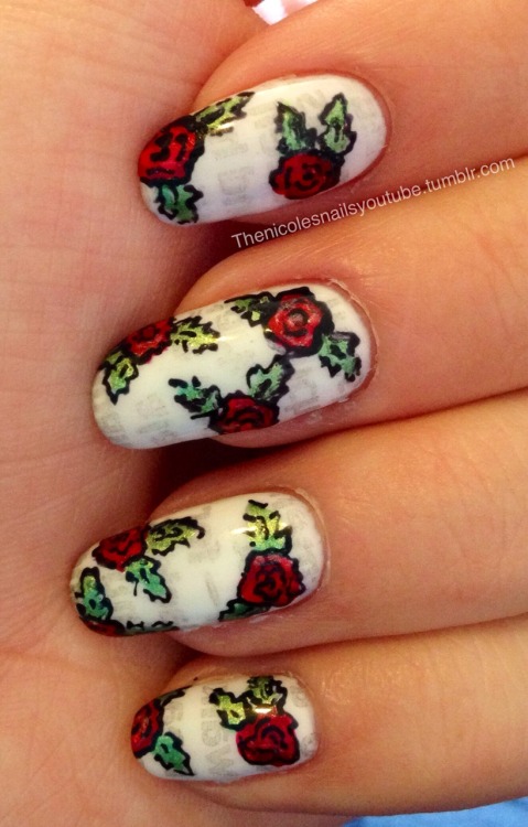 Cartoon rose nail art