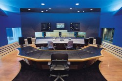 audiogear:  Oasis Studios in Beijing The desk shape reminds me of Batman.