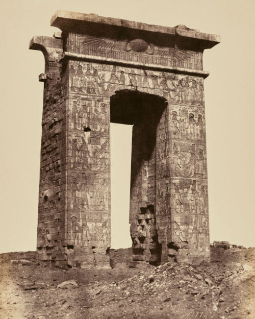 humanoidhistory:Gate of Ptolemy II at Amon-Ra-Monthu, Karnak, Egypt, circa 1860, photo by Henry Camm