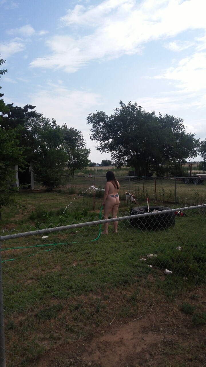 ridefasttakechances:  Gotta love country living, nude in the front yard watering
