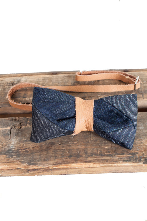 Handmade Bow Tie with patchwork and reindeer hyde, made in Sweden at Blue Jeans Company Hornstull, S