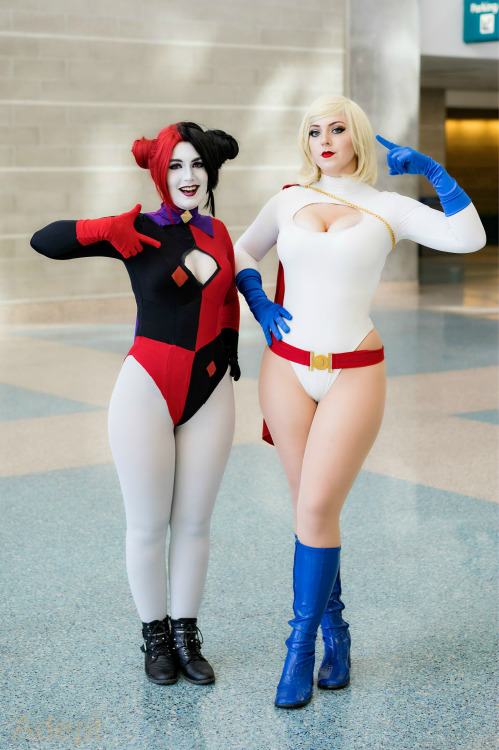 callmepowergirl:    “We do the same thing we’ve always done. We make a better world.” Some photos of me and Anarchy cosplay from comikaze as Powergirl and Harley! My Cosplay page Harleys Cosplay page   super booties- I mean buddies~ < |D’‘‘