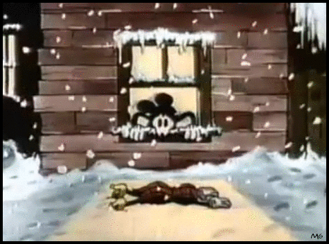 mothgirlwings:  Mickey rescues Minnie Mouse from a blizzard in “The Klondike Kid” (1932)