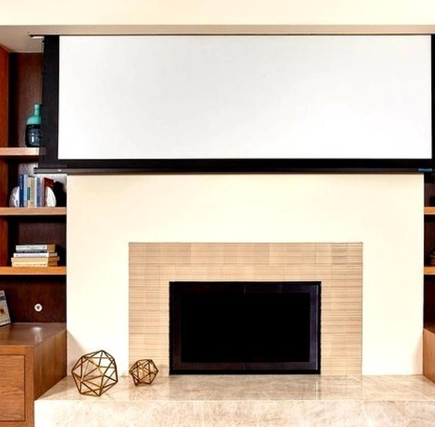 Open In San FranciscoFamily Room: Large Modern Open Concept Family Room Idea With Beige Walls, A Tile