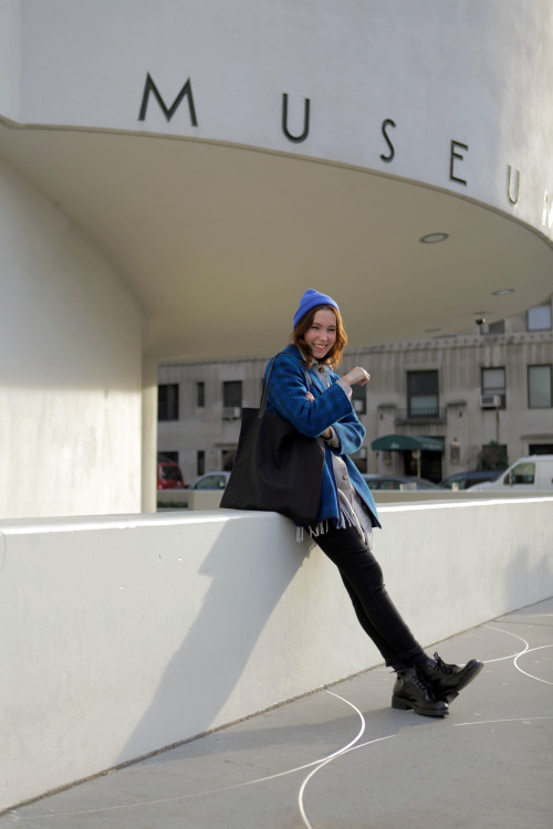 We met Alex at the rotunda-shaped Guggenheim where she was checking out some of Christopher Wool&rsq