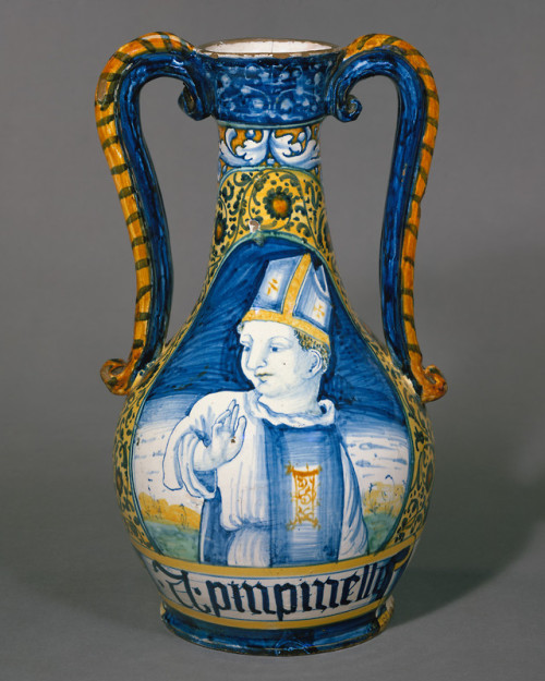 met-robert-lehman:Apothecary vase (vaso da farmacia), Robert Lehman CollectionMedium: Maiolica (tin-