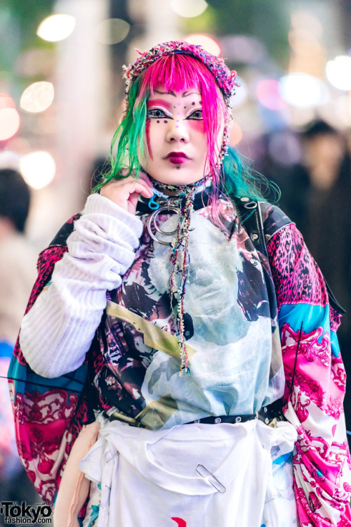 18-year-old Japanese student Sakuran on the street in Harajuku wearing avantgarde mostly homemade an