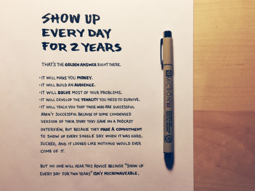 (via Show Up Every Day for Two Years | hand lettering by seanwes) Taking his hand-lettering class. I