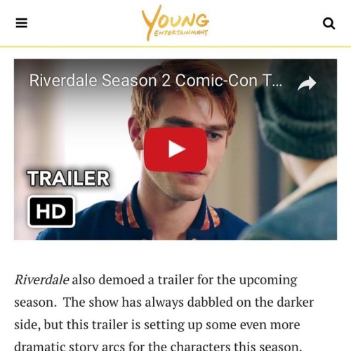 Have you checked out the #trailer for season 2 of @thecwriverdale- #lilireinhart #kjapa #colesprouse